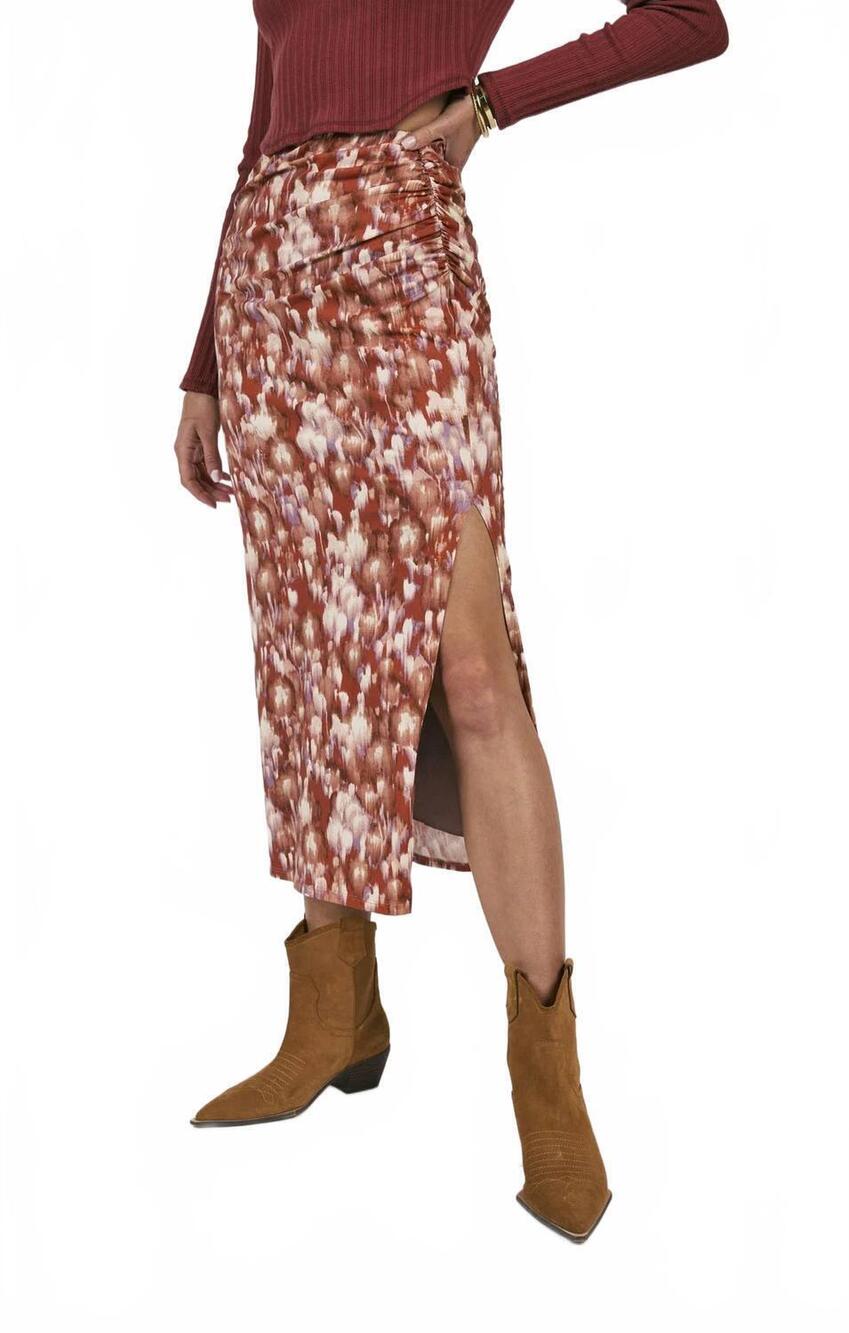 NEW SADIE & SAGE twilight side shirred maxi skirt in brown
